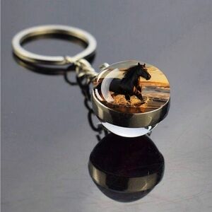 NEW Horse Glass Ball Keychain